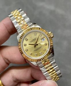 DATEJUST 28MM GOLD STEEL DIAMOND NUMERALS