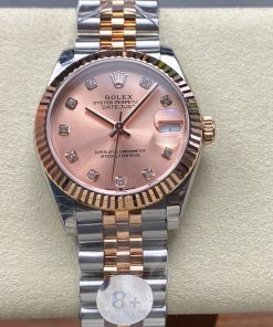 Datejust 31mm Pink Gold Steel Salmon Dial Diamond Numerals